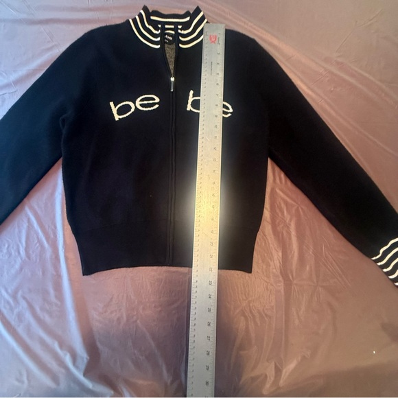 NWT Bebe Black and White Striped Women's Cardigan Size Medium - Picture 7 of 8